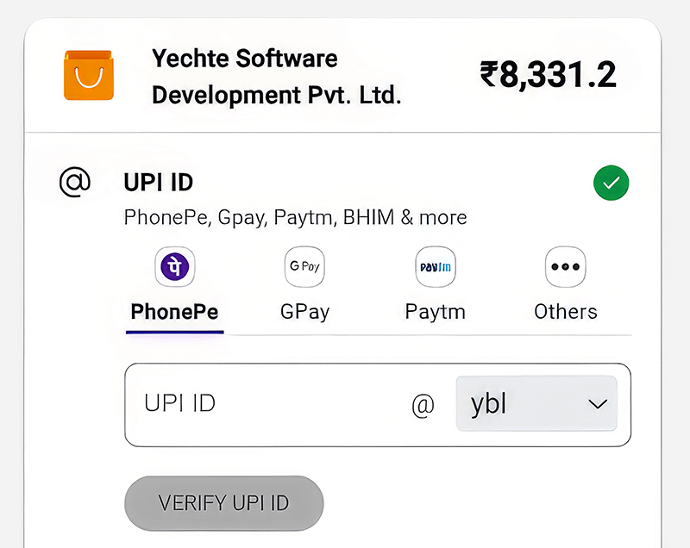 PhonePe integration with yechte for UPI payments in India PhonePe intgration with yechte